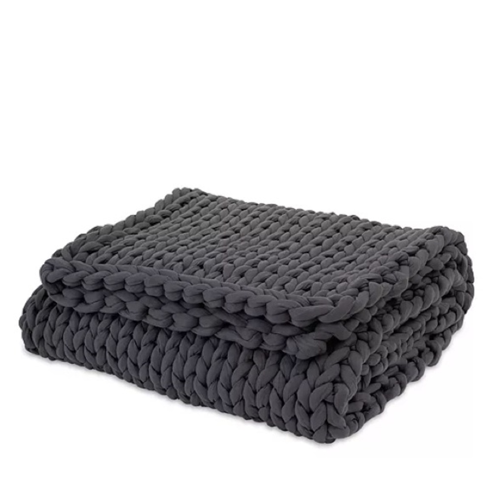 Bearaby 20 lb Cotton Napper Knitted Weighted Blanket in Asteroid Grey - Like New